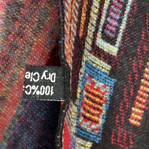 100% Cashmere Wrap Scarf Shawl Colorful Block Print Knit Preppy Classic Warm - Picture 5 of 8